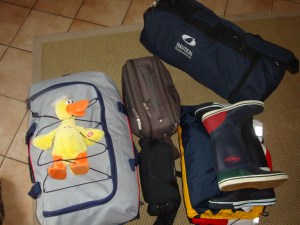 Die Ente versteckt sich im Gepäck